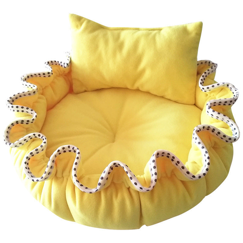 Yellow Flower Shape Small Dog Bed