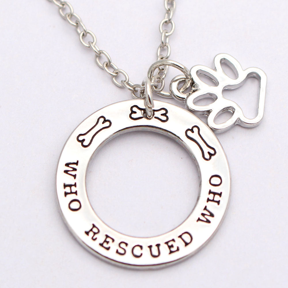 Who Rescued Who - Dog Paw Keychain Perfect Gift for Pet Lovers