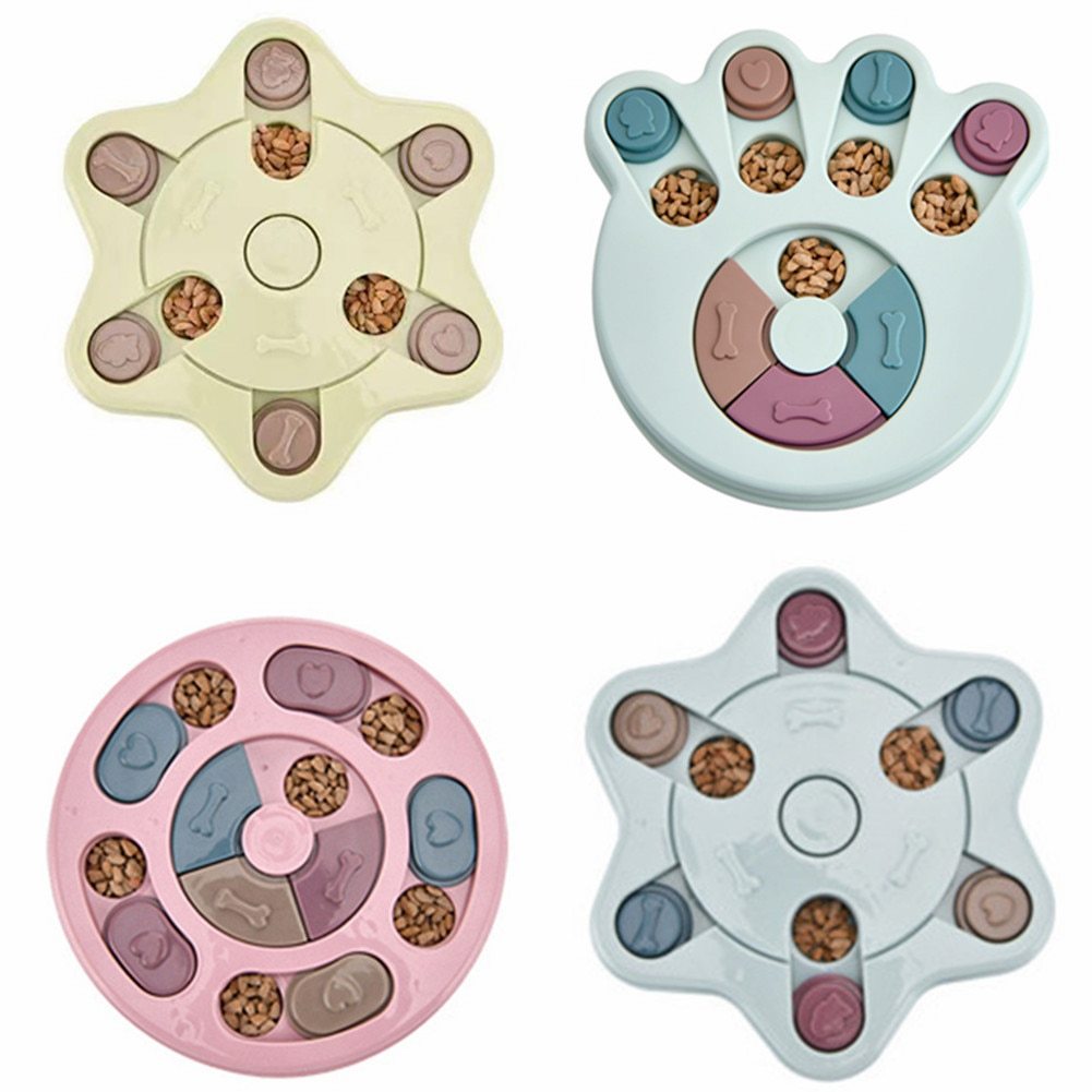Pastel Boredom Breaker Puzzle Game Enrichment Toy - Blue/Green/Pink - Round/Hexagon/PawPrint