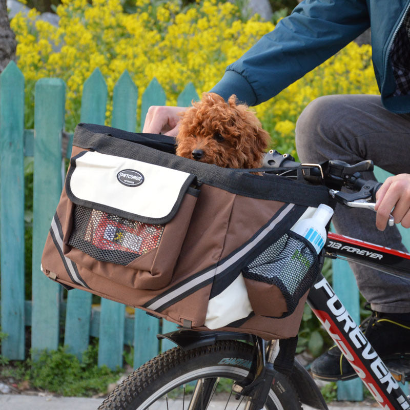 Dog Bicycle Carrier Seat - Blue/Black/Coffee