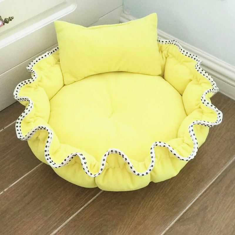 Yellow Flower Shape Small Dog Bed