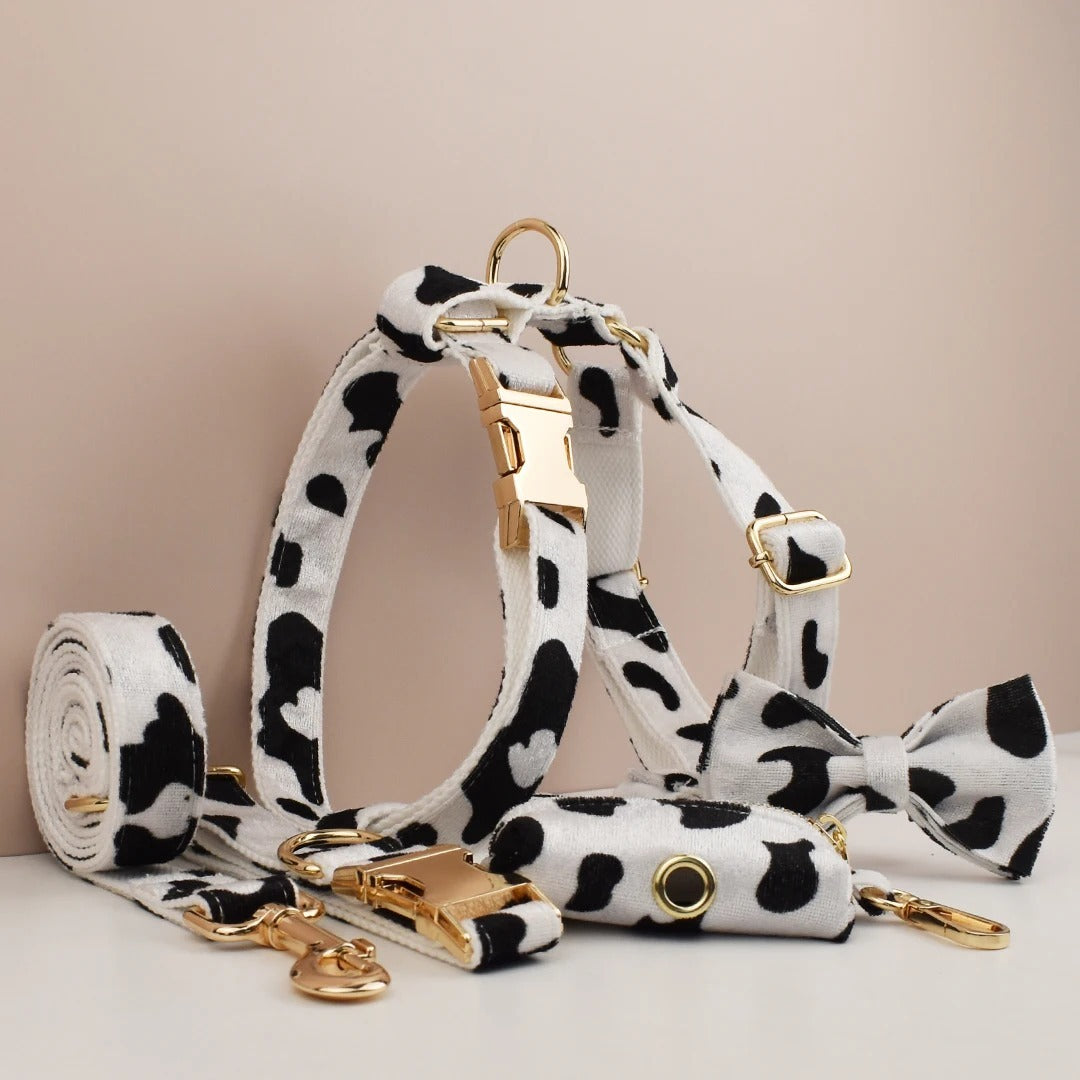 Cow Print 5 Piece Dog Walking Set
