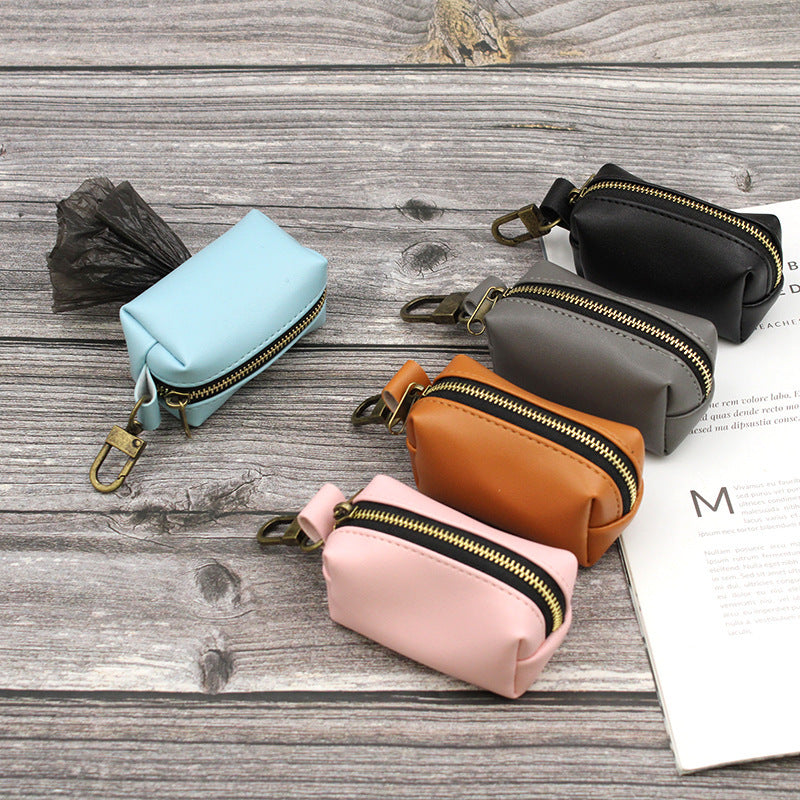 Leather Dog Poop Bag Dispenser - Black/Brown/Grey/Pink/SkyBlue