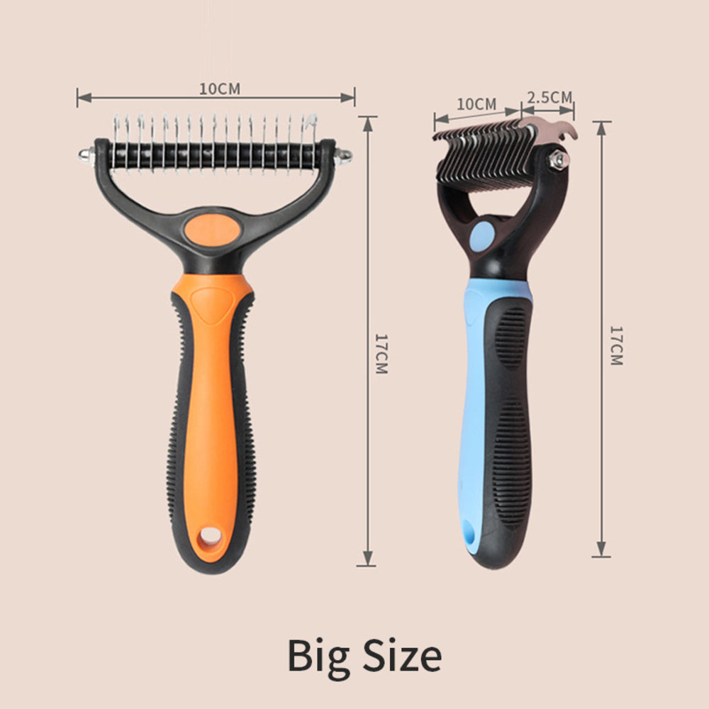 Double-Sided Shedding and Dematting Grooming Brush - Blue/Green/Orange