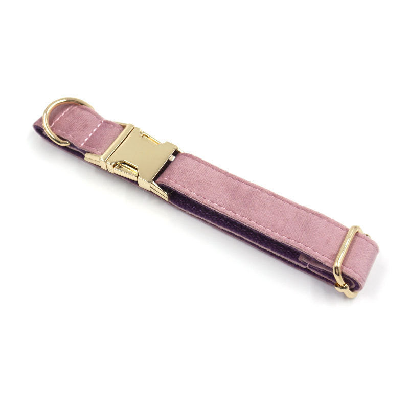 Luxury Creamy Coffee Velvet Dog Collar And Leash Set