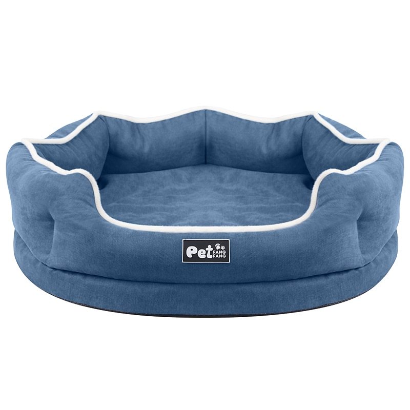 Extra Comfort Padded Round Dog Bed - Pink/Grey/Blue