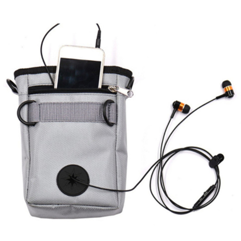 Dog Training Treat Bag with Belt and Headphone/Poopbag dispenser - Black/Grey