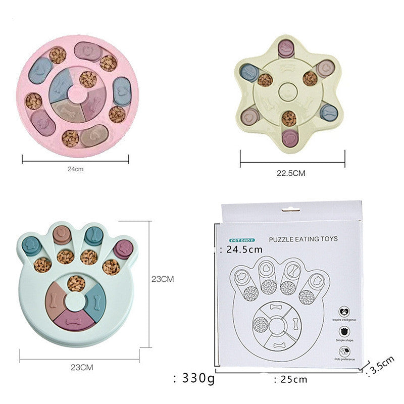 Pastel Boredom Breaker Puzzle Game Enrichment Toy - Blue/Green/Pink - Round/Hexagon/PawPrint