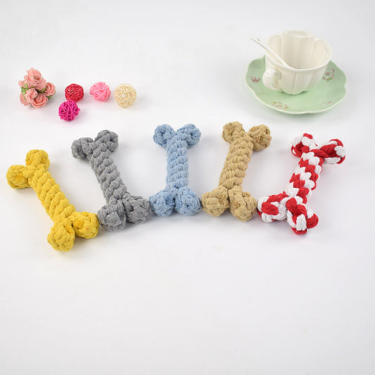 Tough Chewers Bone Shape Rope Toy - Blue/Brown/Grey/Red/Yellow