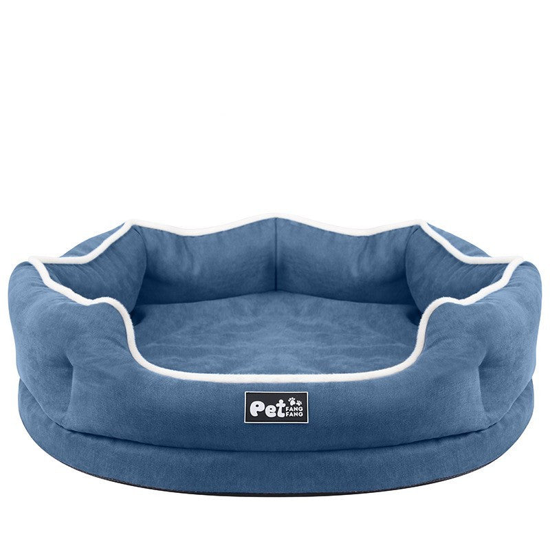 Extra Comfort Padded Round Dog Bed - Pink/Grey/Blue