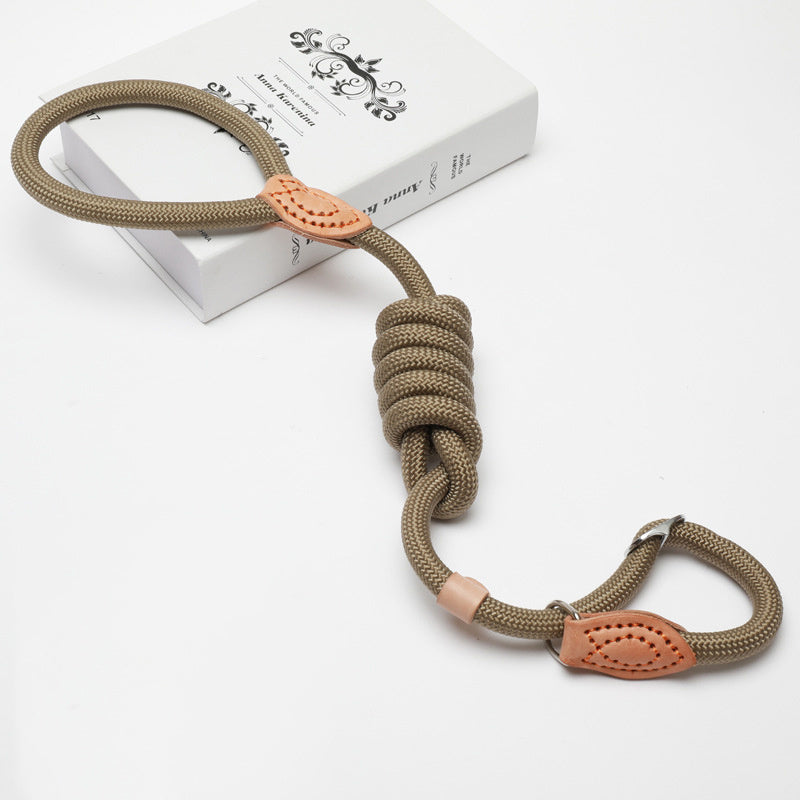 Leather Detail Dog Training Slip Lead  - Black/Brown/Coffee/Red