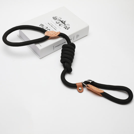 Leather Detail Dog Training Slip Lead  - Black/Brown/Coffee/Red