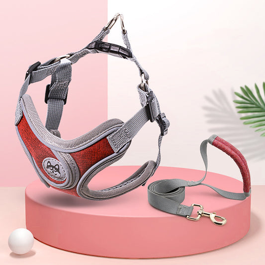 Luxury Reflective Harness and Leash Set with Padded Handle - Blue/Red/Purple/Grey