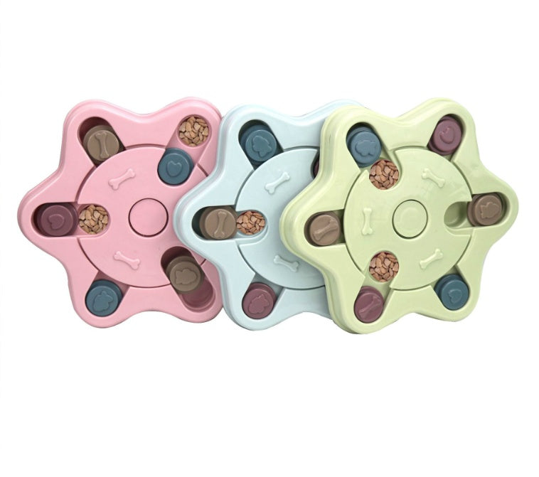Pastel Boredom Breaker Puzzle Game Enrichment Toy - Blue/Green/Pink - Round/Hexagon/PawPrint