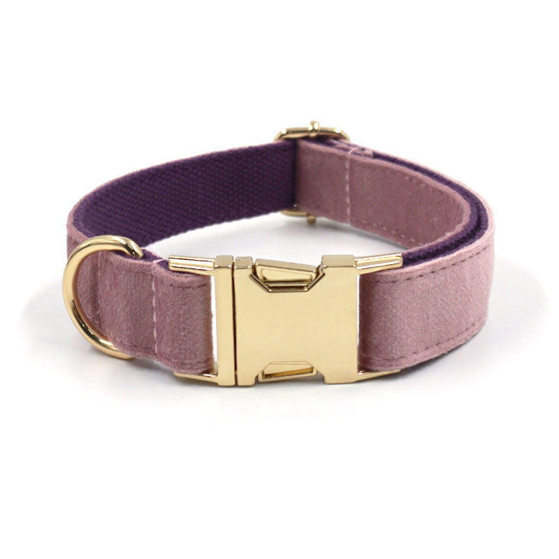 Luxury Creamy Coffee Velvet Dog Collar And Leash Set