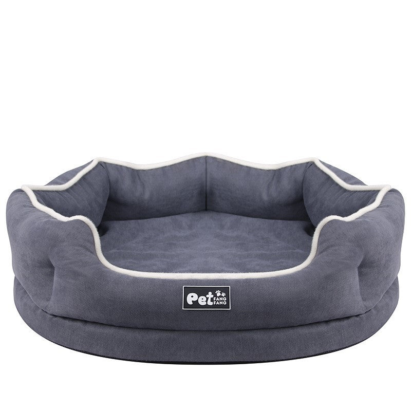 Extra Comfort Padded Round Dog Bed - Pink/Grey/Blue