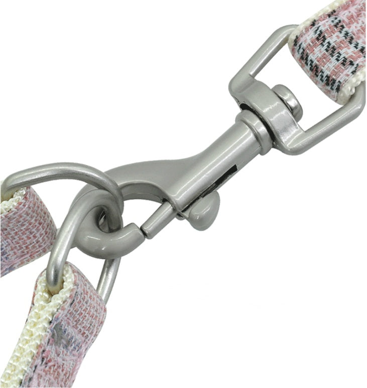 Luxury Breathable 3 Piece Harness, Leash & Treat bag Set - Blue/Grey/Pink