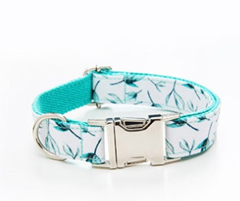 Luxury Leaf Design Dog Bow Collar and Leash Set