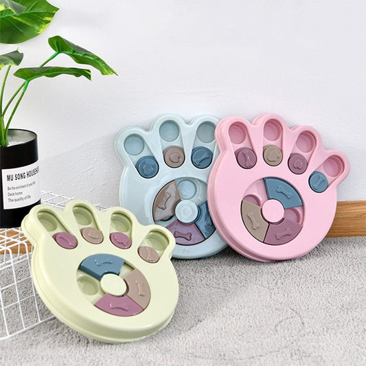 Pastel Boredom Breaker Puzzle Game Enrichment Toy - Blue/Green/Pink - Round/Hexagon/PawPrint