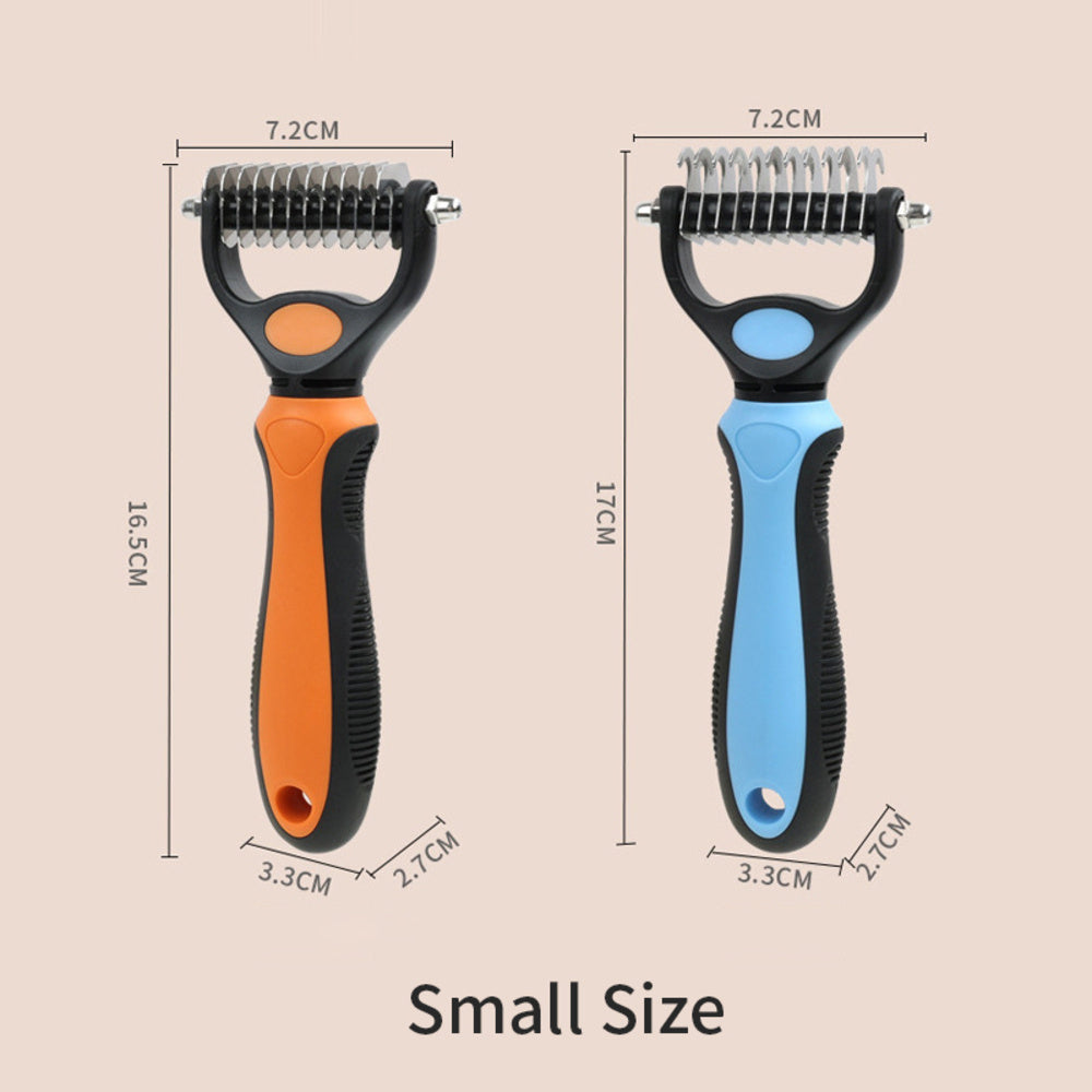 Double-Sided Shedding and Dematting Grooming Brush -  Blue/Green/Orange