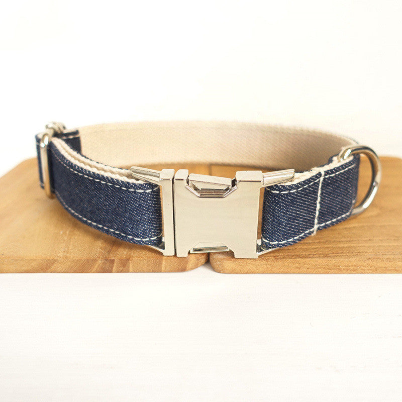 Luxury Denim Cowboy Style Lead and Collar Set