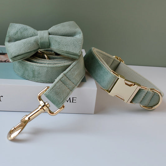 Luxury Mint Green Dog Collar and Leash Set