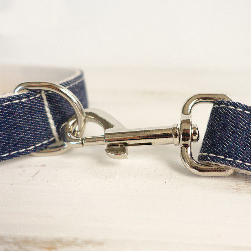 Luxury Denim Cowboy Style Lead and Collar Set