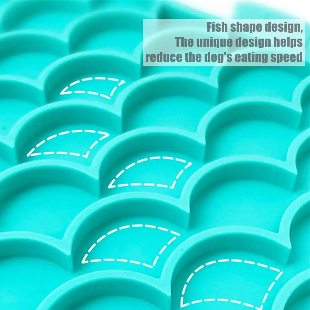 Fish Shape Silicone Lick Mat Slow Enrichment Feeder - Blue/Grey/Green
