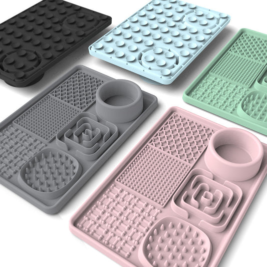 Rectangle Lick Mat Slow Enrichment Feeder with Suction Bottom