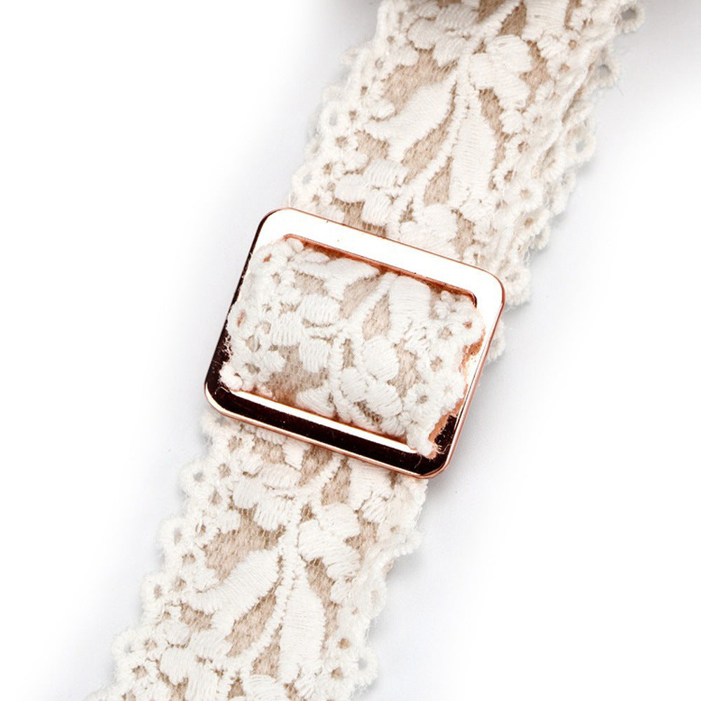 Lace Detail Flower Pattern Dog Collar and Leash Set