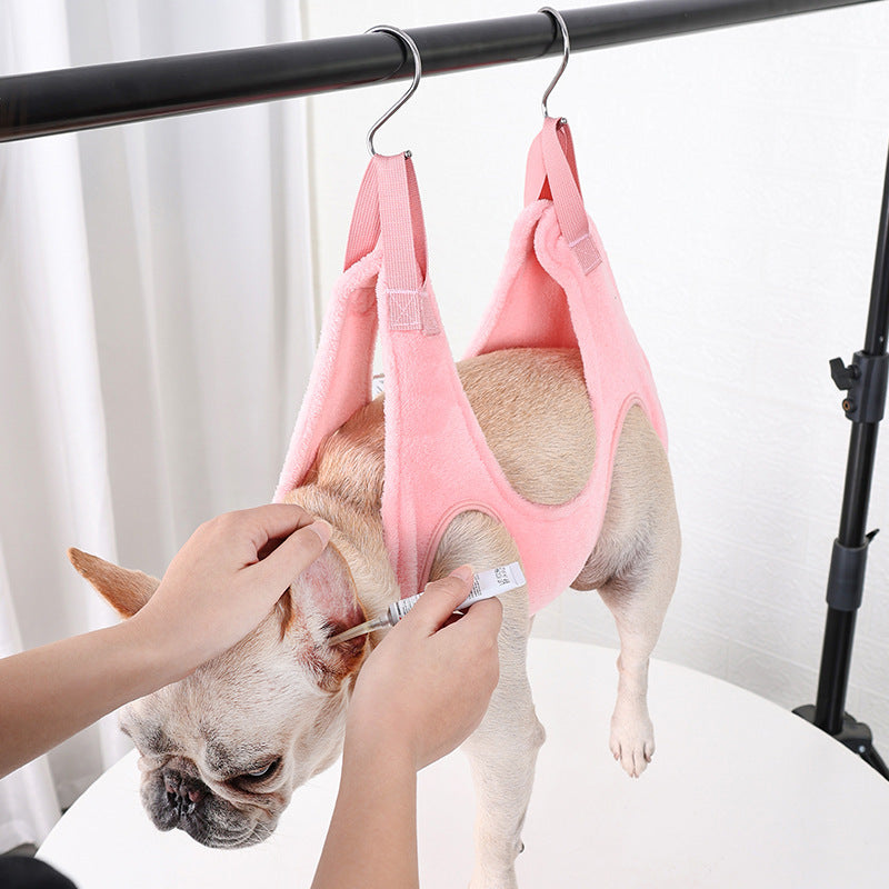 Groomers Assistant Hammock for Nail Trimming Washing - Pink/Grey