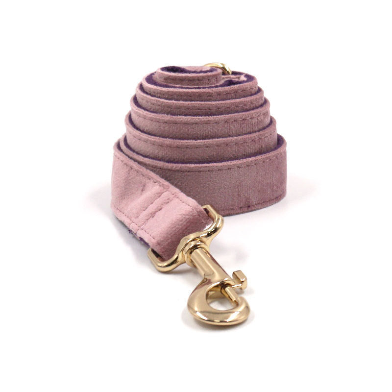 Luxury Creamy Coffee Velvet Dog Collar And Leash Set