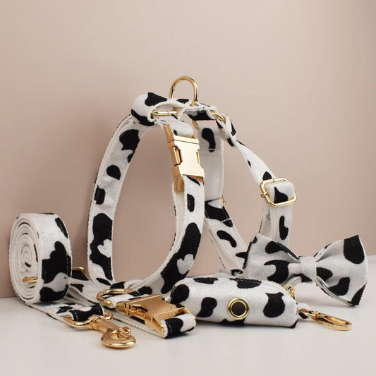 Cow Print 5 Piece Dog Walking Set