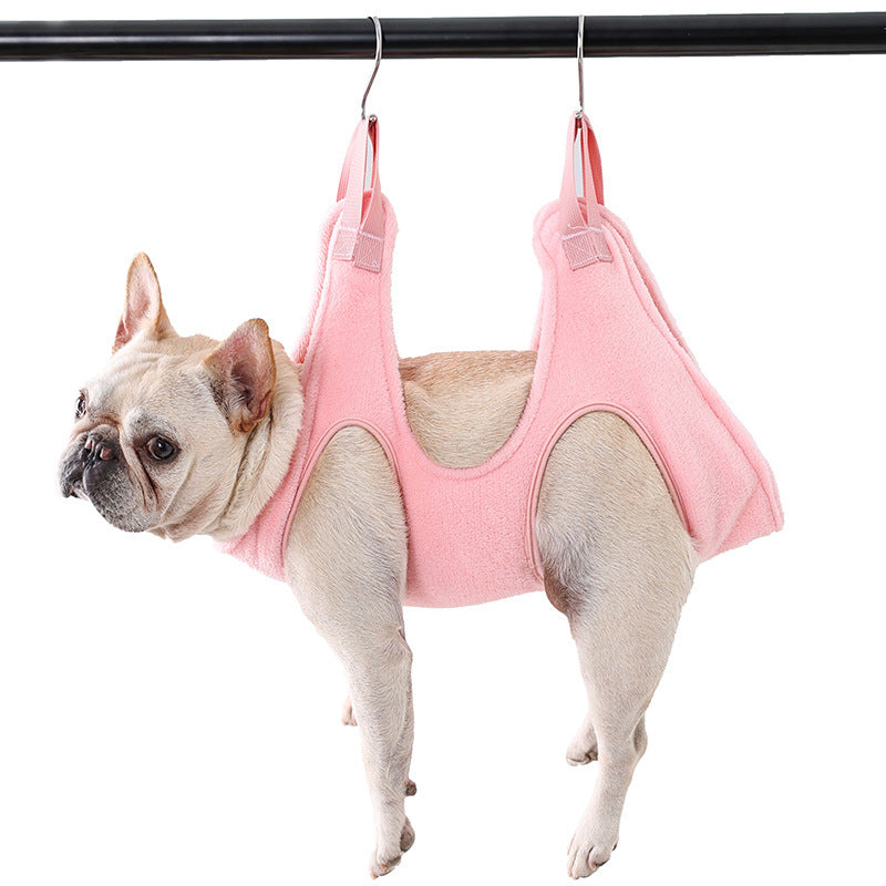 Groomers Assistant Hammock for Nail Trimming Washing - Pink/Grey
